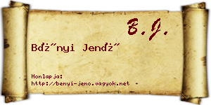 Bényi Jenő névjegykártya